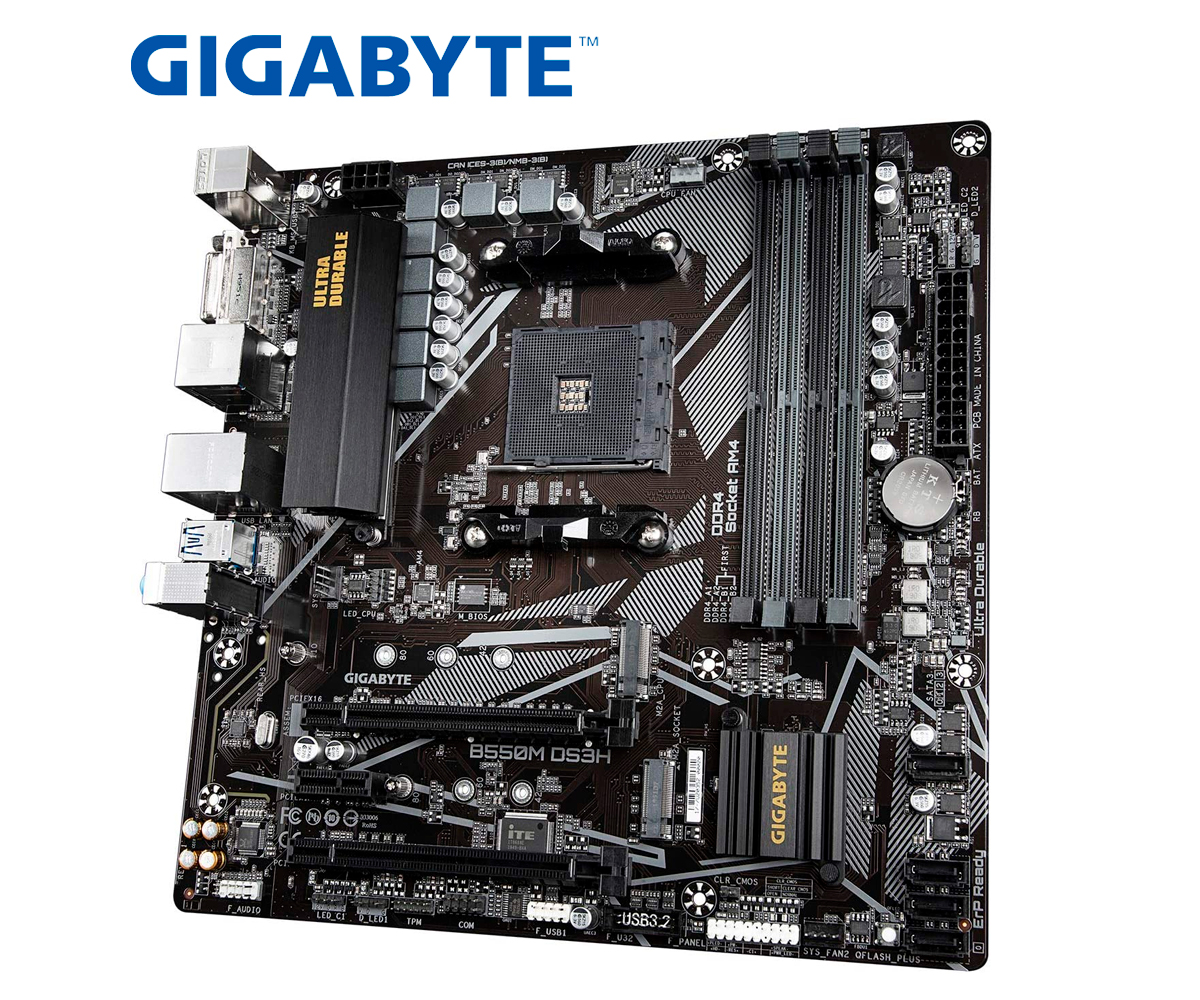 PLACA BASE GIGABYTE B550M DS3H AC, AM4 AMD, B550, MICRO ATX, DUAL M.2, SATA