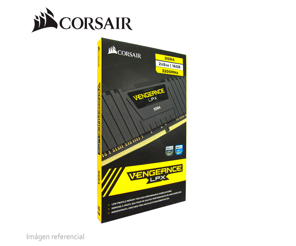 Corsair Módulo de Memoria de Alto Rendimiento 16 GB, DDR4 3200 mHz XMP 2.0  C16, Iluminación LED RGB, Negro, 2 x 8 GB