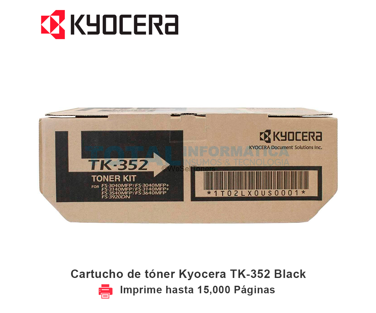 TONER KYOCERA TK352 BLACK, 15,000 PAGINAS
