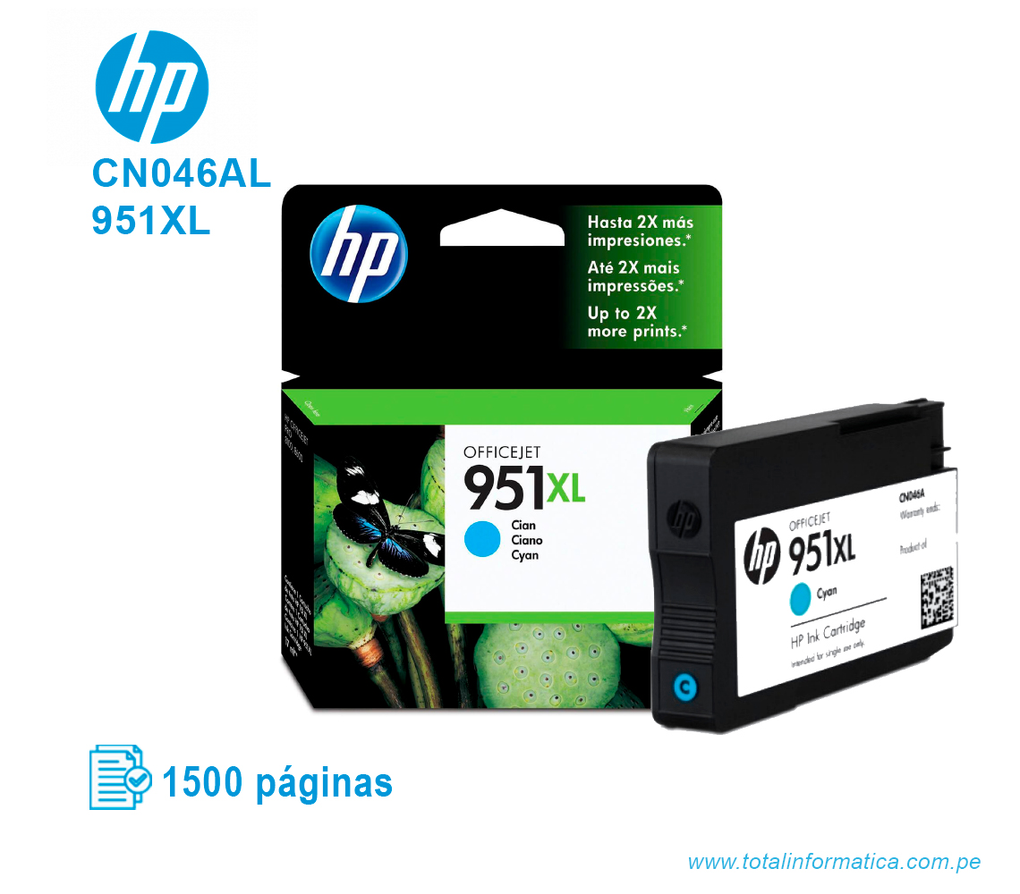 TINTA HP 951XL CYAN ( CN046AL ) OFFICEJET PRO 8600, 1500 PAG - imagen 2