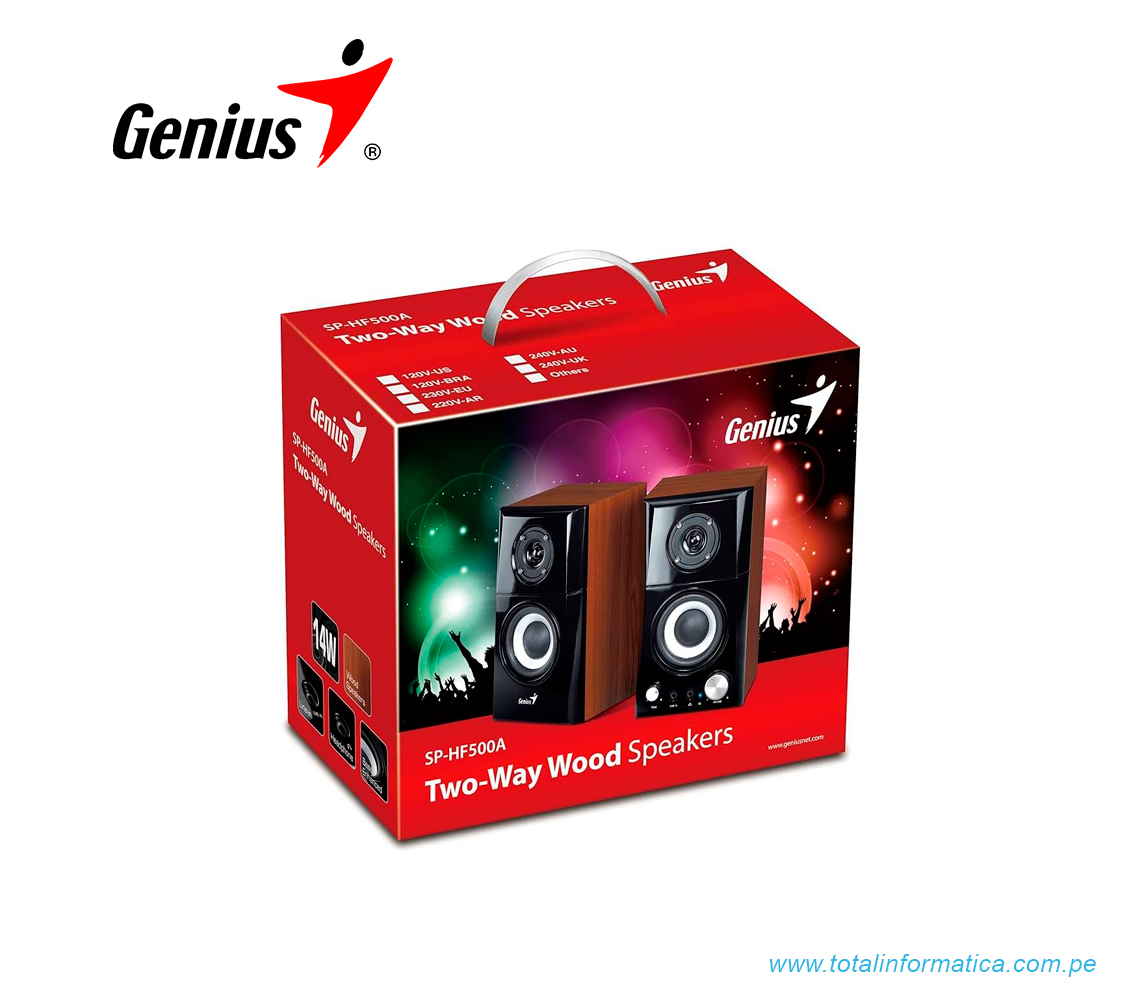 PARLANTE GENIUS SP-HF500A II 2.0, 16W, 3.5MM, 240V, MADERA/NEGRO(31730032400) - imagen 2