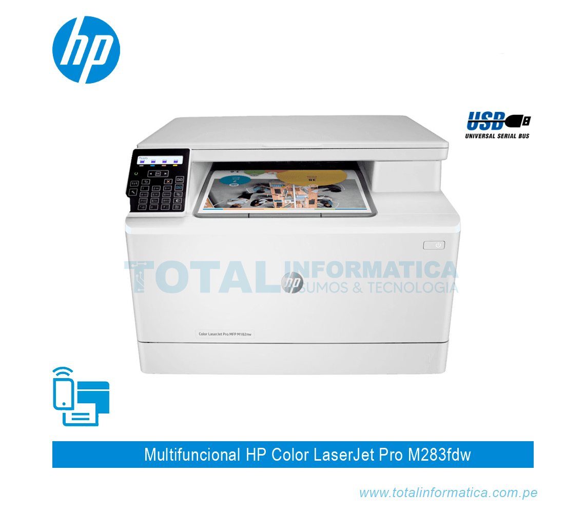 HP Color LaserJet Pro M283fdw 7KW75A, Impresora Láser A4 Color Multifunción  a doble cara automática, Escaner